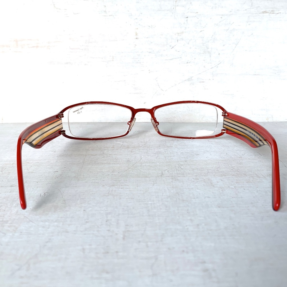 Red Men's Rectangular Metal Eyeglass Frames - image 5